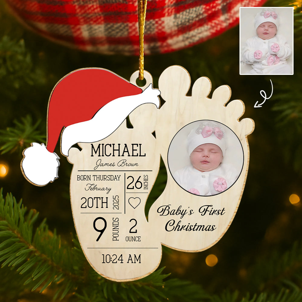 Baby's First Christmas Personalized Wooden Ornament Gift For New Baby T1807 Hv01