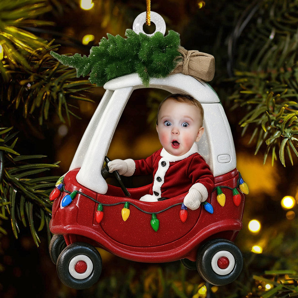 Custom Baby Kid In Car - Personalized Newborn Christmas Photo Ornament  Li29