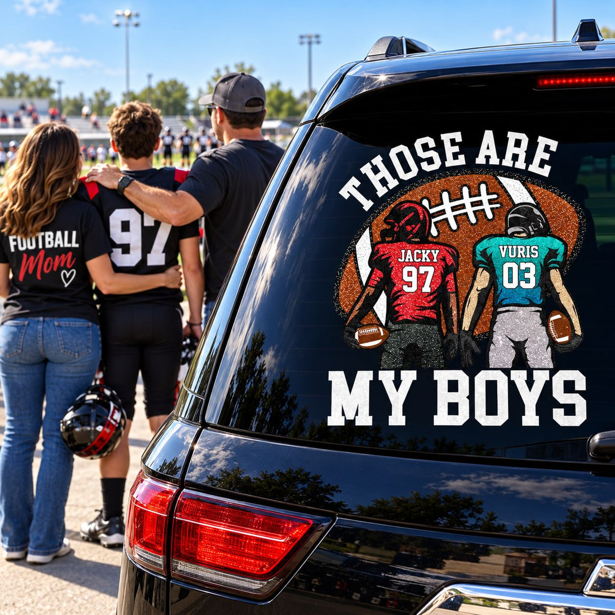 Personalized Those Are My Kids Football Car Decal, Custom Football Player Name & Number Sticker, Gift for Sports Moms and Dads T1807 T24