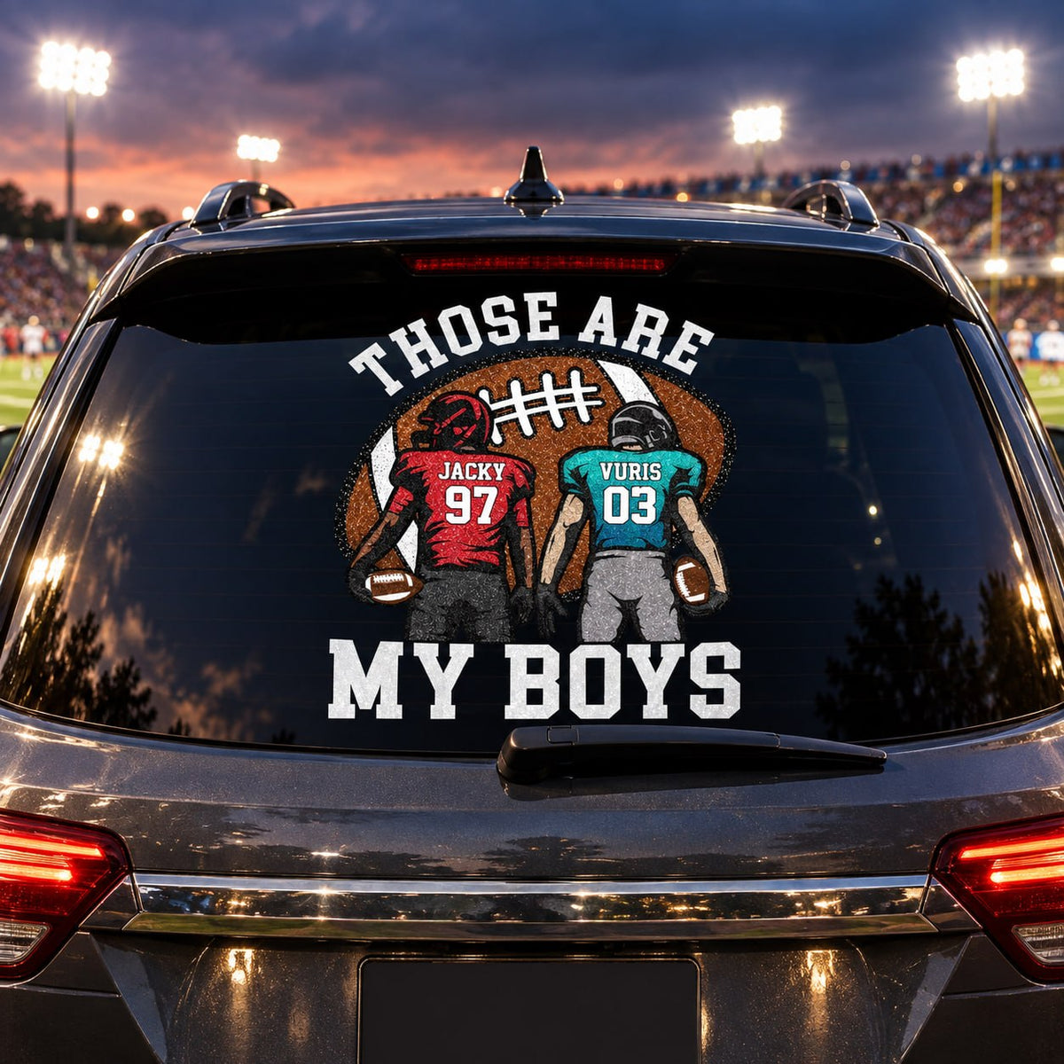 Personalized Those Are My Kids Football Car Decal, Custom Football Player Name & Number Sticker, Gift for Sports Moms and Dads T1807 T24
