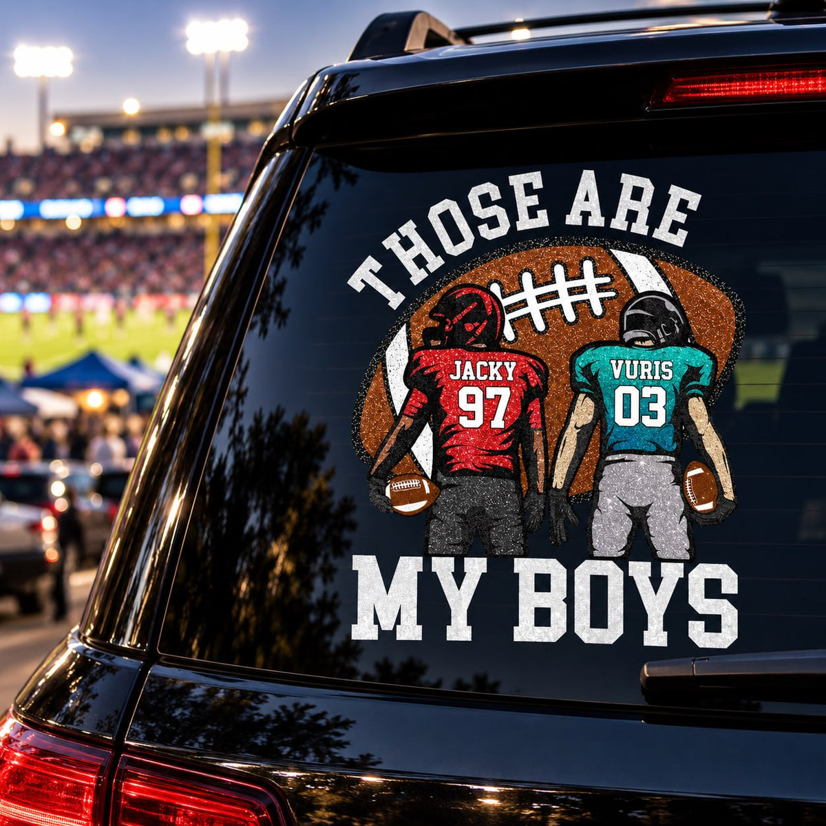 Personalized Those Are My Kids Football Car Decal, Custom Football Player Name & Number Sticker, Gift for Sports Moms and Dads T1807 T24