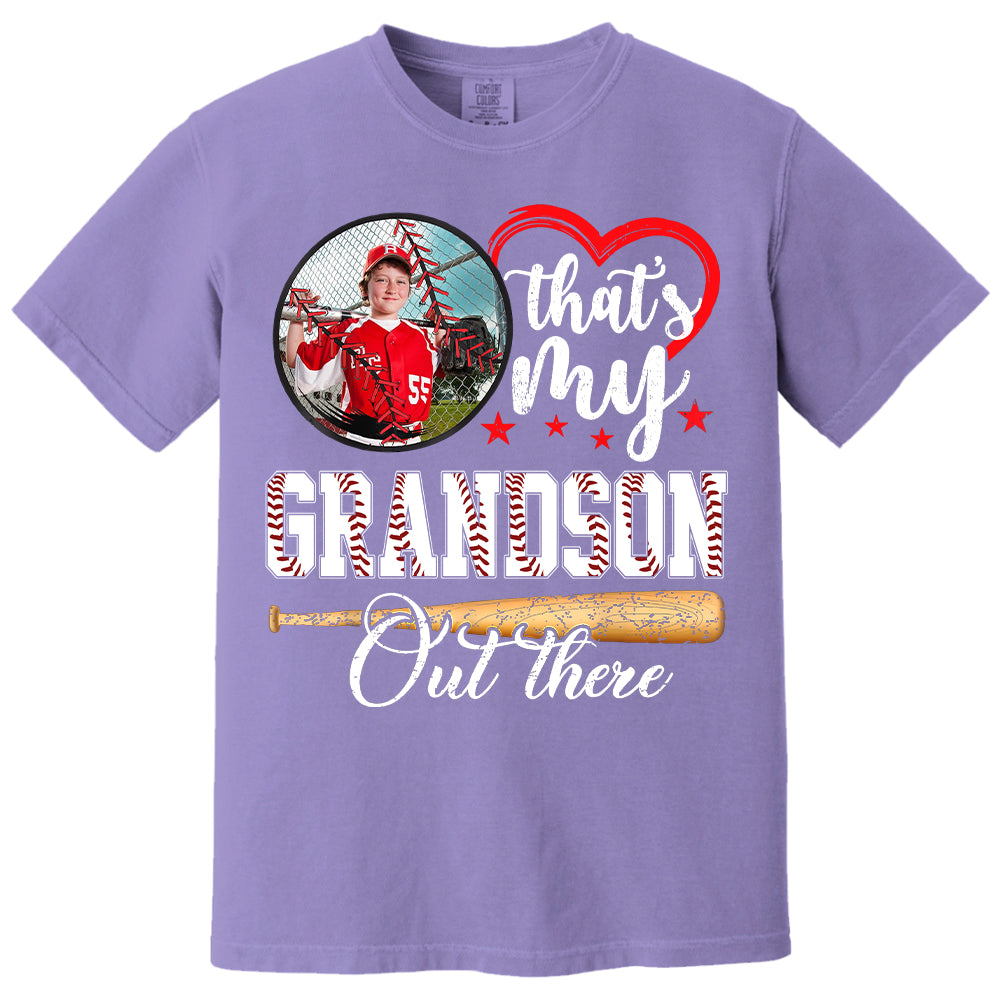 That's My Grandson Out There - Custom Upload Photo Baseball Shirt Pt99
