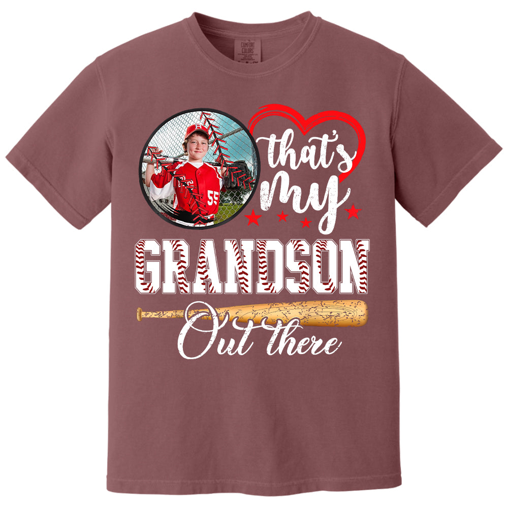 That's My Grandson Out There - Custom Upload Photo Baseball Shirt Pt99