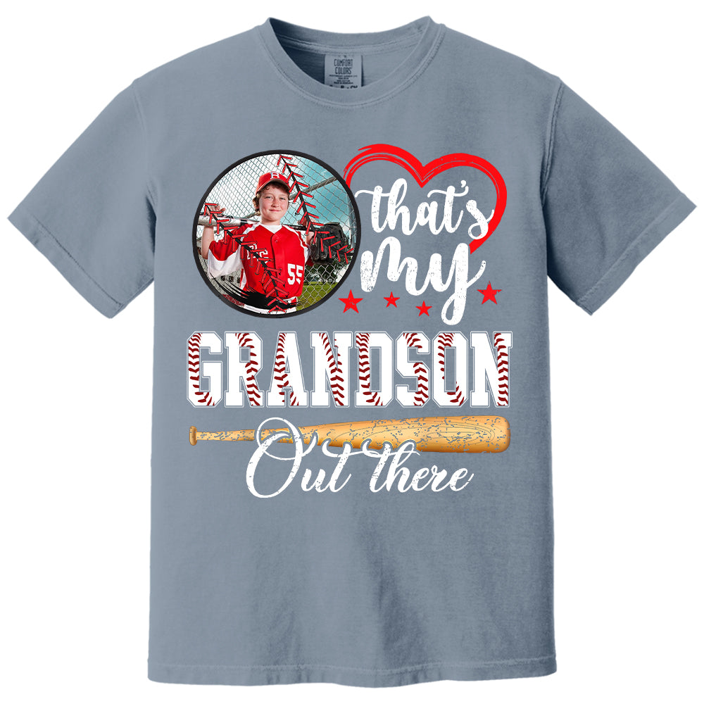 That's My Grandson Out There - Custom Upload Photo Baseball Shirt Pt99