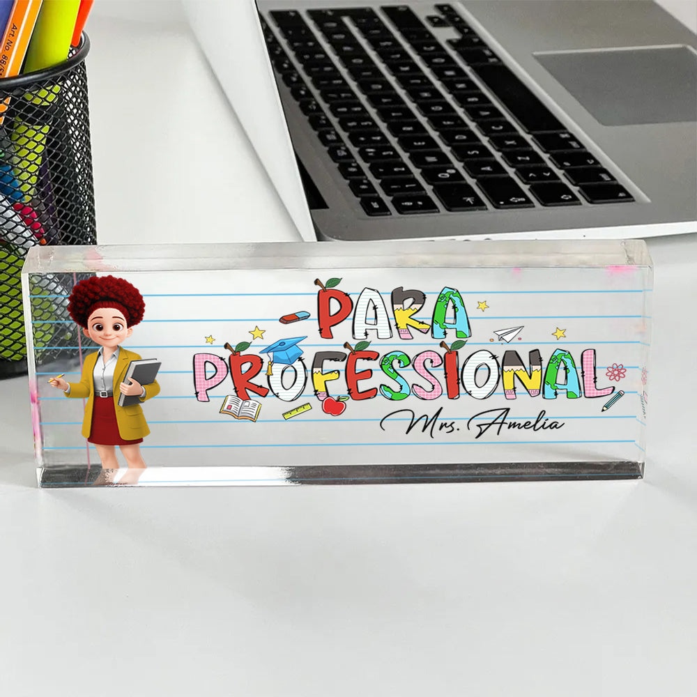 Teacher Beautiful Patterned Personalized Acrylic Desk Name Plate, Gift For Teacher T1807 Hv01