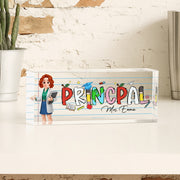 Teacher Beautiful Patterned Personalized Acrylic Desk Name Plate, Gift For Teacher T1807 Hv01
