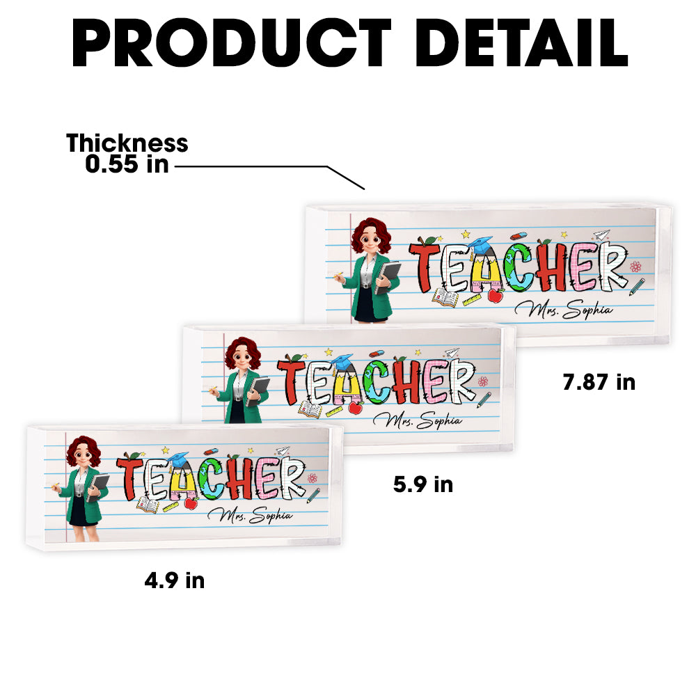 Teacher Beautiful Patterned Personalized Acrylic Desk Name Plate, Gift For Teacher T1807 Hv01