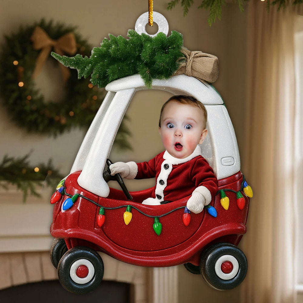 Custom Baby Kid In Car - Personalized Newborn Christmas Photo Ornament  Li29