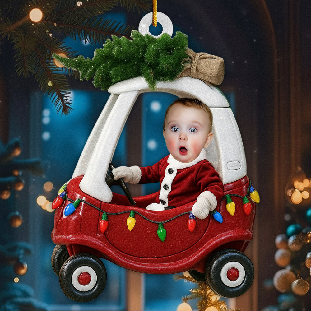 Custom Baby Kid In Car - Personalized Newborn Christmas Photo Ornament  Li29