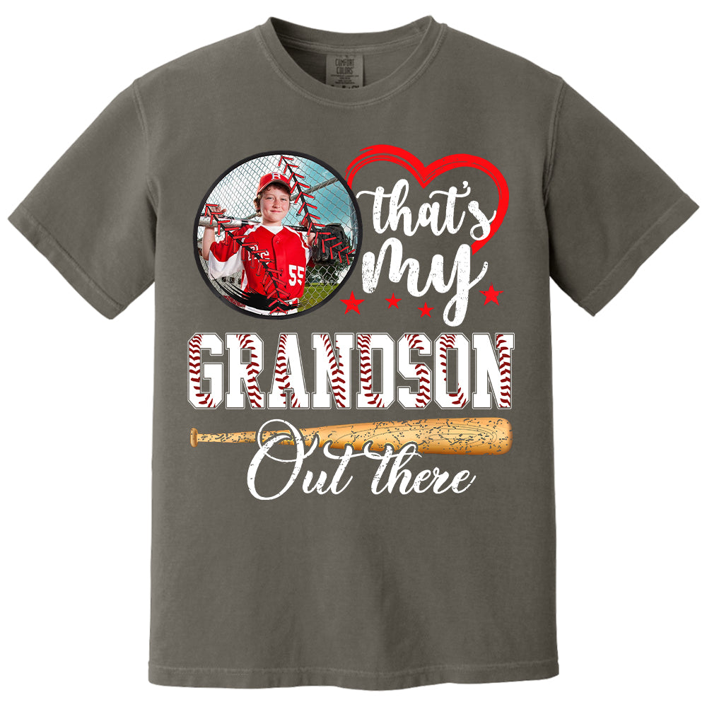That's My Grandson Out There - Custom Upload Photo Baseball Shirt Pt99