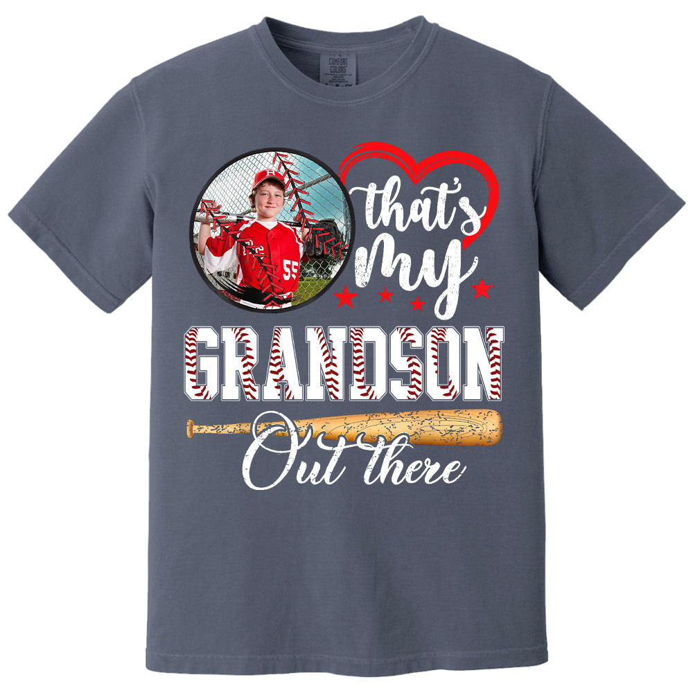 That's My Grandson Out There - Custom Upload Photo Baseball Shirt Pt99