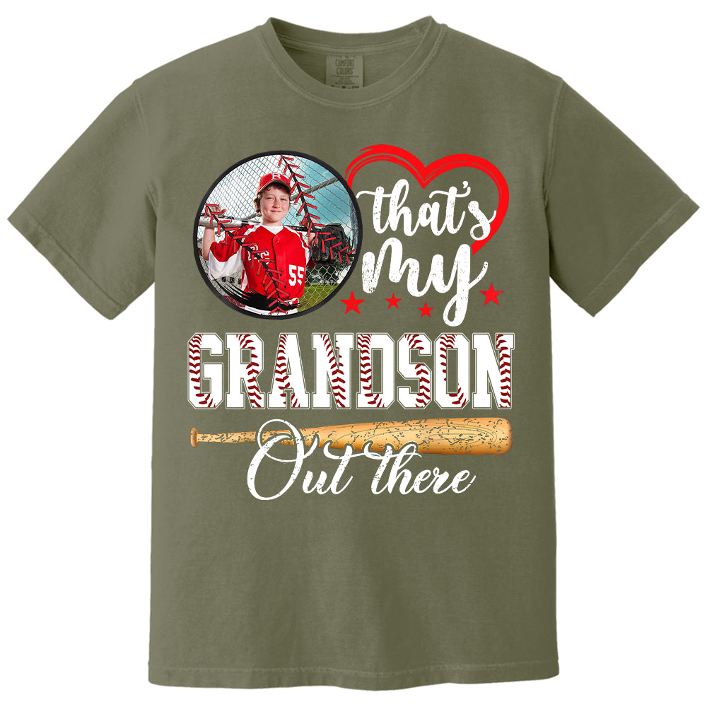 That's My Grandson Out There - Custom Upload Photo Baseball Shirt Pt99