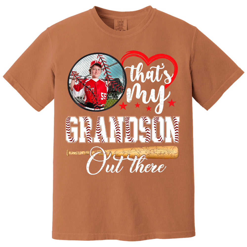 That's My Grandson Out There - Custom Upload Photo Baseball Shirt Pt99