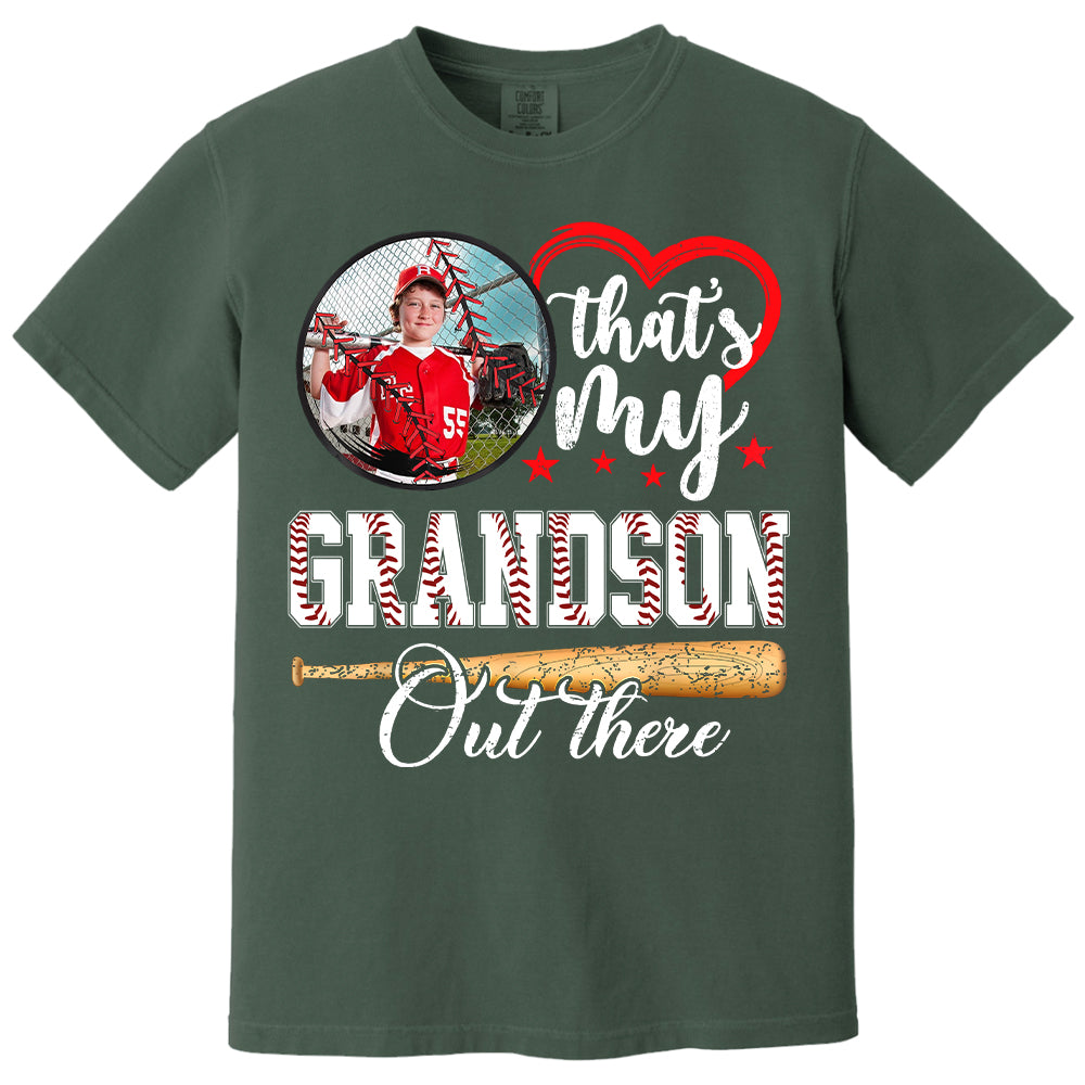 That's My Grandson Out There - Custom Upload Photo Baseball Shirt Pt99
