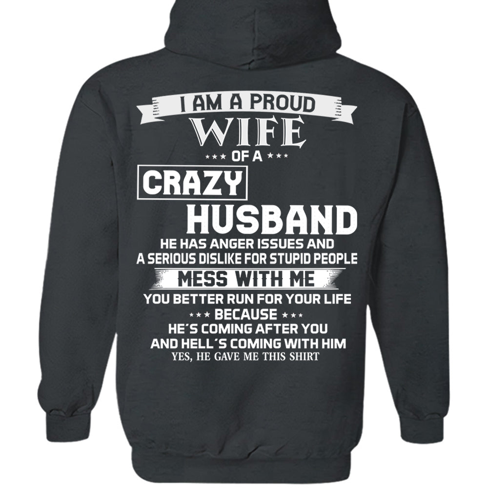 I Am A Proud Wife Of A Crazy Husband Shirt Perfect Gift For Wife
