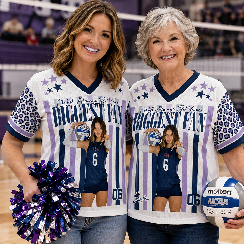 Personalized Volleyball Player Photo Shirt, Vintage Retro Bootleg “I Will Always Be Your Biggest Fan” Game Day Gift for Mom, Dad & Grandma Hv01