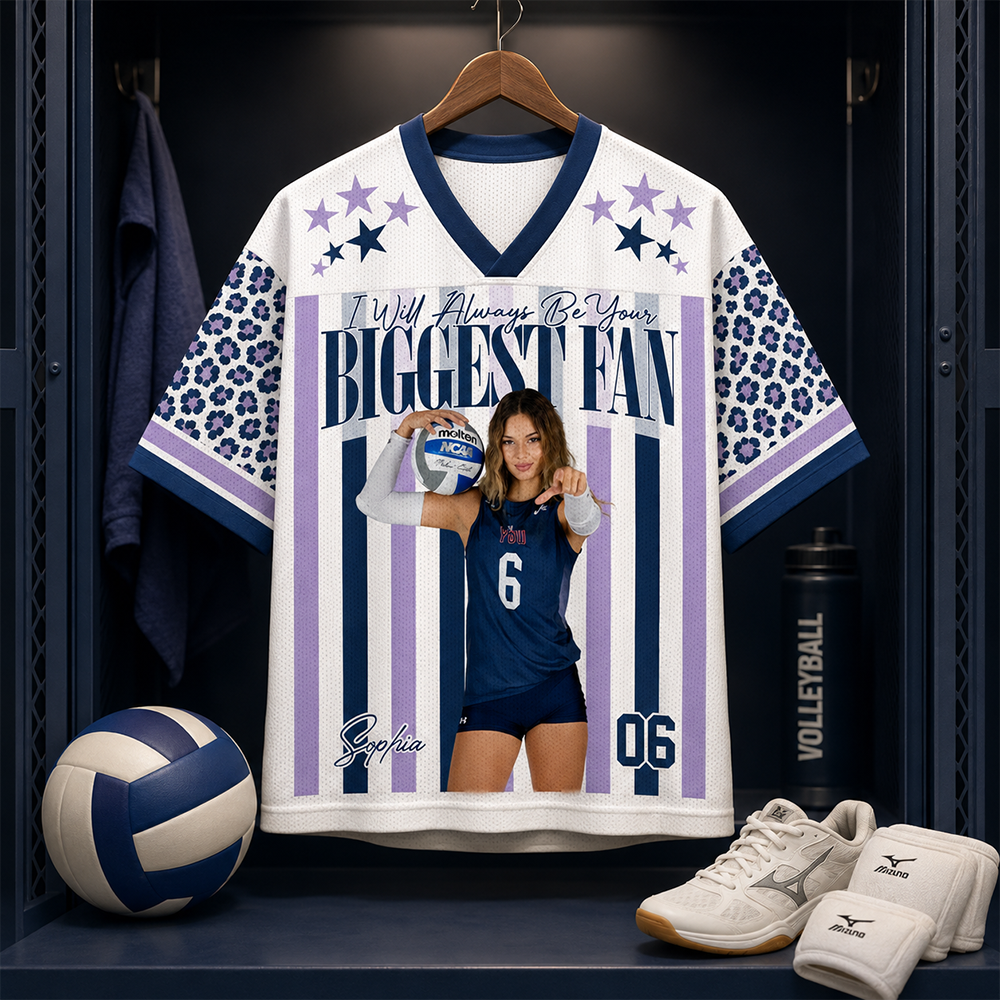 Personalized Volleyball Player Photo Shirt, Vintage Retro Bootleg “I Will Always Be Your Biggest Fan” Game Day Gift for Mom, Dad & Grandma Hv01