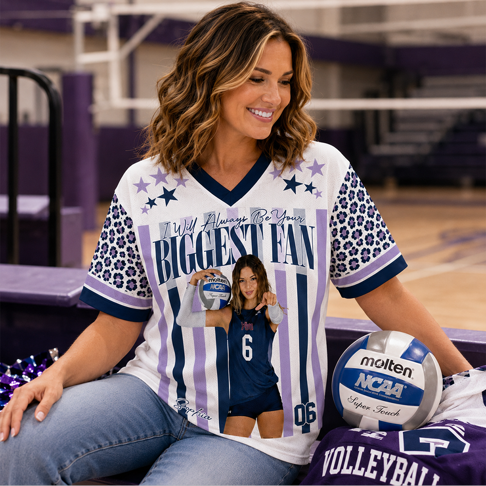 Personalized Volleyball Player Photo Shirt, Vintage Retro Bootleg “I Will Always Be Your Biggest Fan” Game Day Gift for Mom, Dad & Grandma Hv01