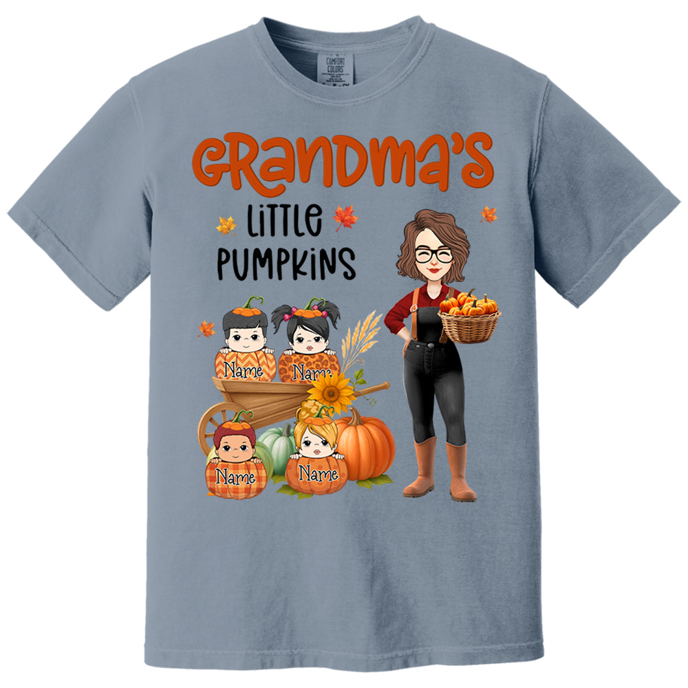 Grandma's Little Pumpkins Love Nana Life Kids, Grandkids Names - Personalized Shirt For Grandma Nh00