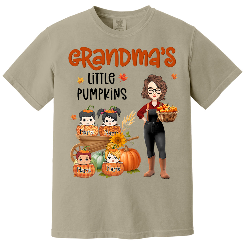 Grandma's Little Pumpkins Love Nana Life Kids, Grandkids Names - Personalized Shirt For Grandma Nh00