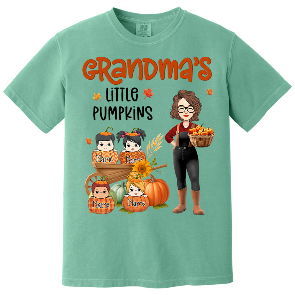Grandma's Little Pumpkins Love Nana Life Kids, Grandkids Names - Personalized Shirt For Grandma Nh00