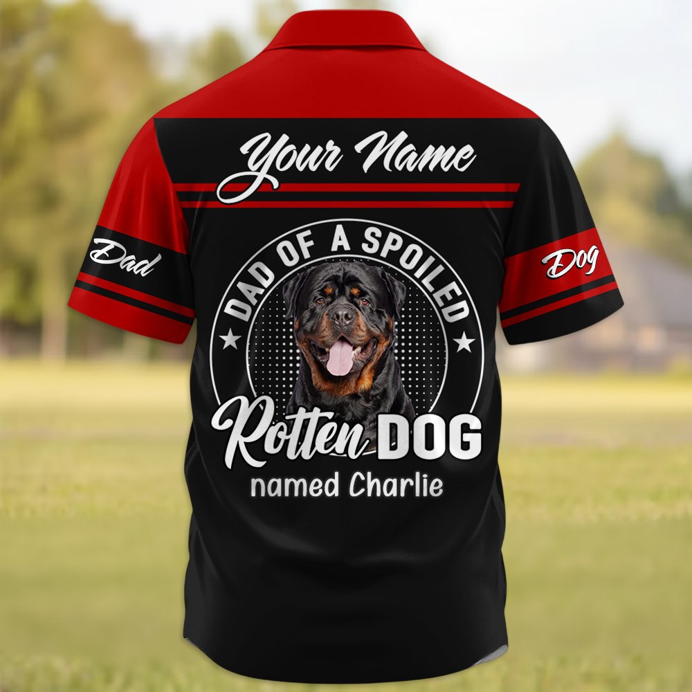 Dad Of A Spoiled Rotten Dog - Personalized Short Sleeve Silk Shirt - Custom Photo Dog Gift For Dog Lover T1807