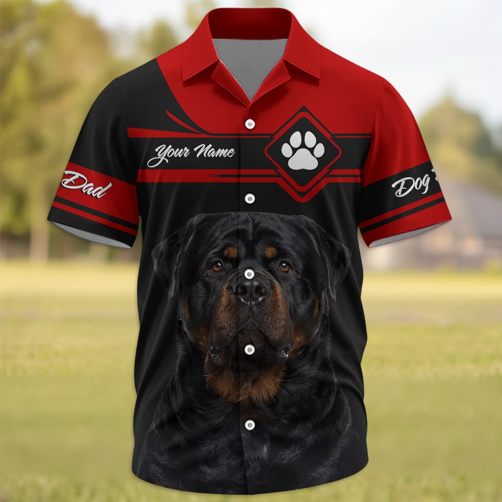Dad Of A Spoiled Rotten Dog - Personalized Short Sleeve Silk Shirt - Custom Photo Dog Gift For Dog Lover T1807