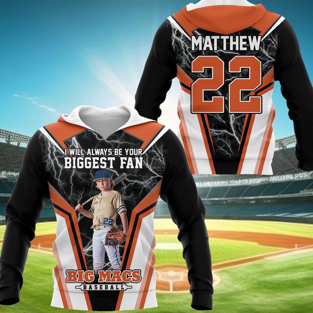 I Will Always Be Your Biggest Fan Personalized All Over Print Shirt For Baseball Mom Grandma Sport Family