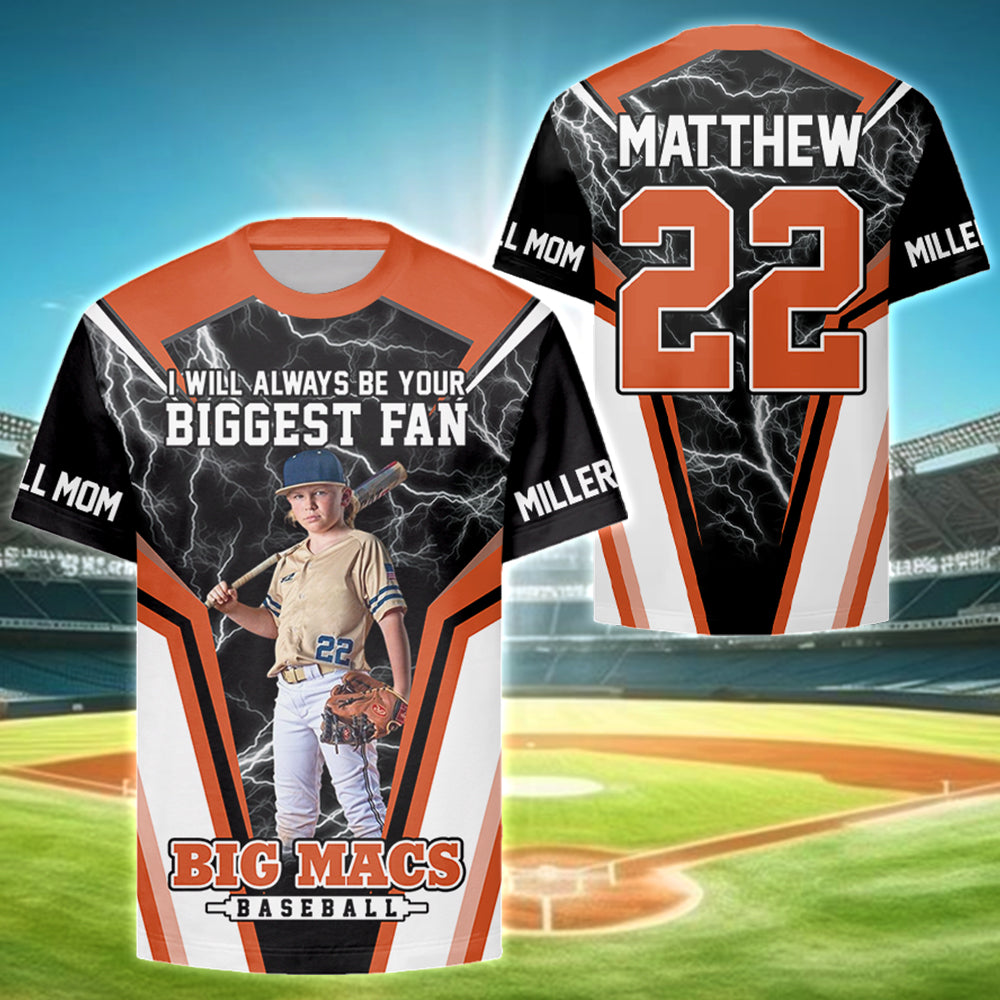 I Will Always Be Your Biggest Fan Personalized All Over Print Shirt For Baseball Mom Grandma Sport Family