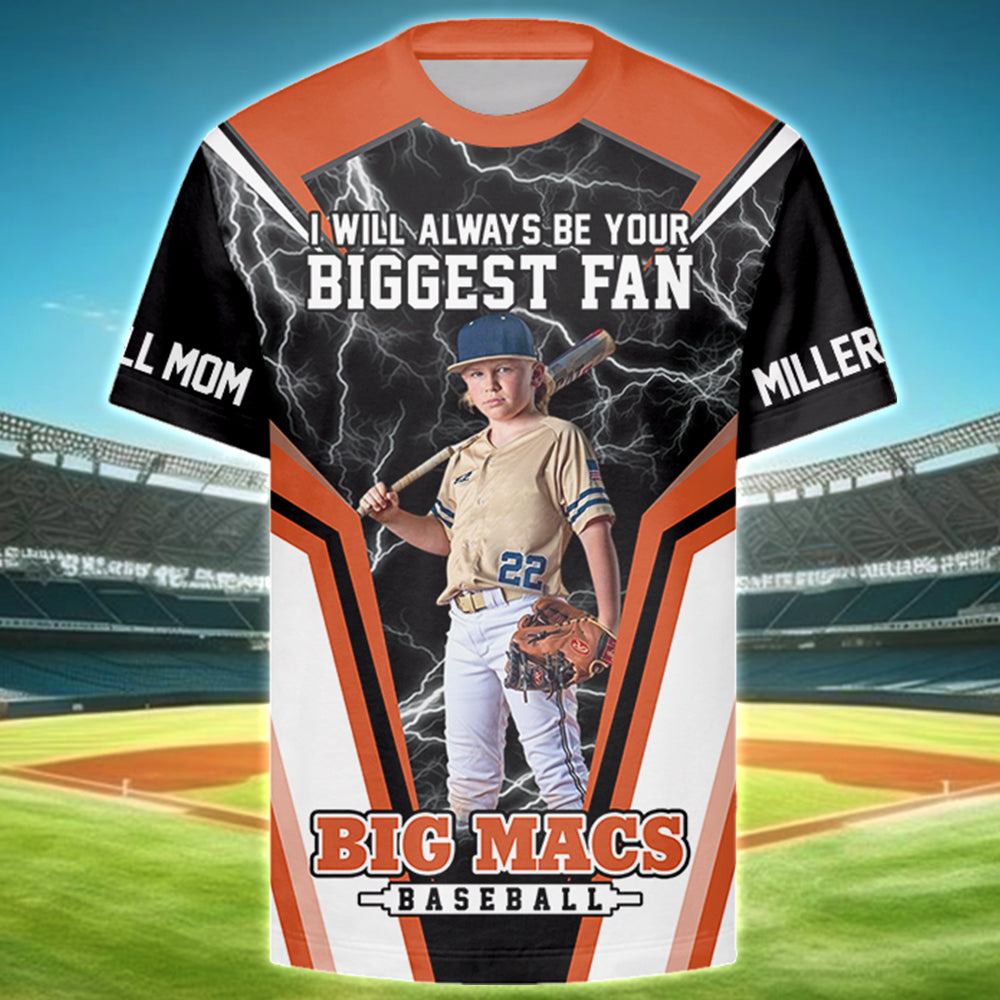I Will Always Be Your Biggest Fan Personalized All Over Print Shirt For Baseball Mom Grandma Sport Family