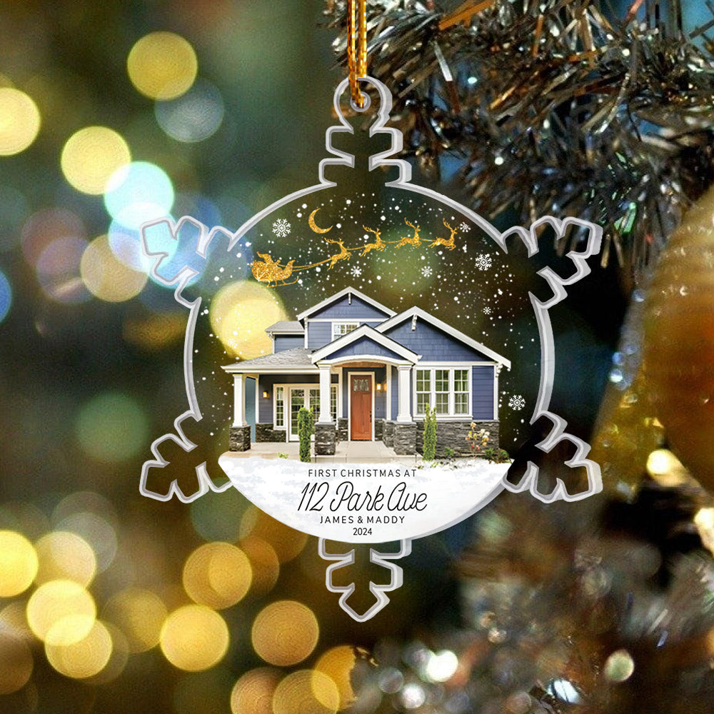 Snowflakes New Home Photo Ornament, Custom Our New Home Ornament, Housewarming Ornament Gift HH0511 Li29