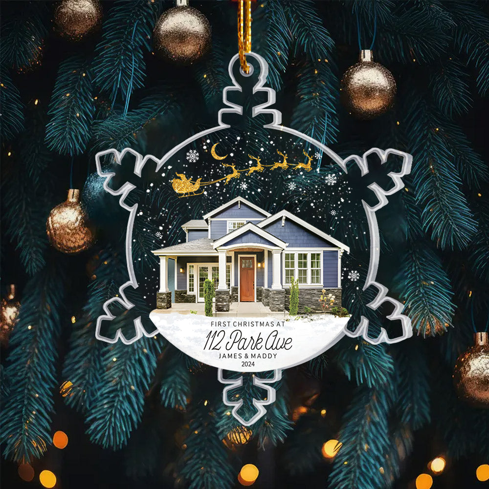 Snowflakes New Home Photo Ornament, Custom Our New Home Ornament, Housewarming Ornament Gift HH0511 Li29