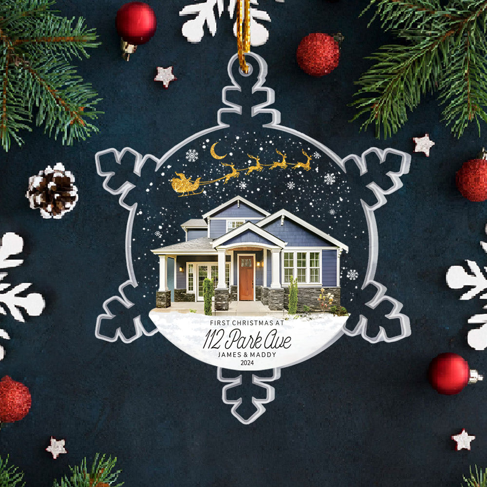 Snowflakes New Home Photo Ornament, Custom Our New Home Ornament, Housewarming Ornament Gift HH0511 Li29