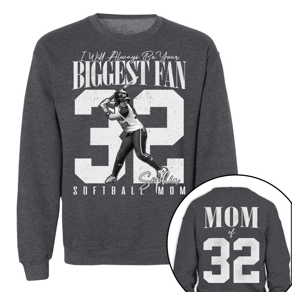 Softball Mom - I'll Always Be Your Biggest Fan - Custom Photo Player Softball Shirt T1807 T24