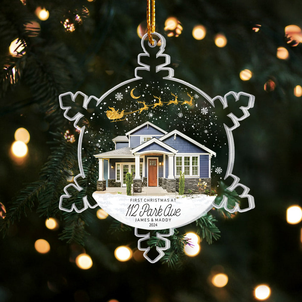 Snowflakes New Home Photo Ornament, Custom Our New Home Ornament, Housewarming Ornament Gift HH0511 Li29