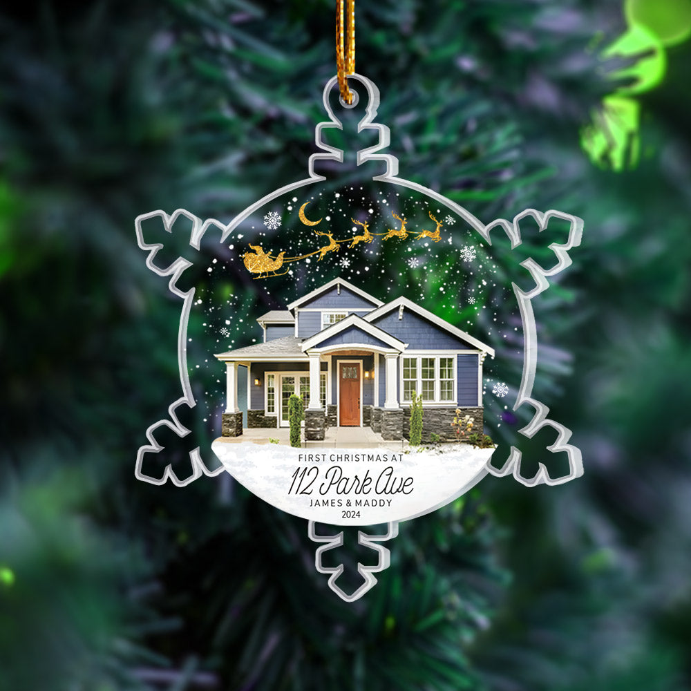 Snowflakes New Home Photo Ornament, Custom Our New Home Ornament, Housewarming Ornament Gift HH0511 Li29