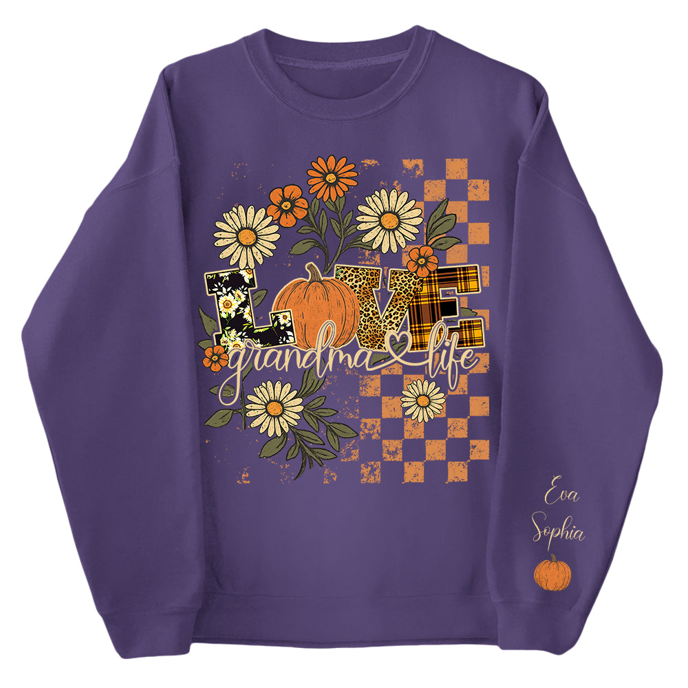 Personalized Love Grandma Life Fall Season Pumpkin Sweatshirt Pt99