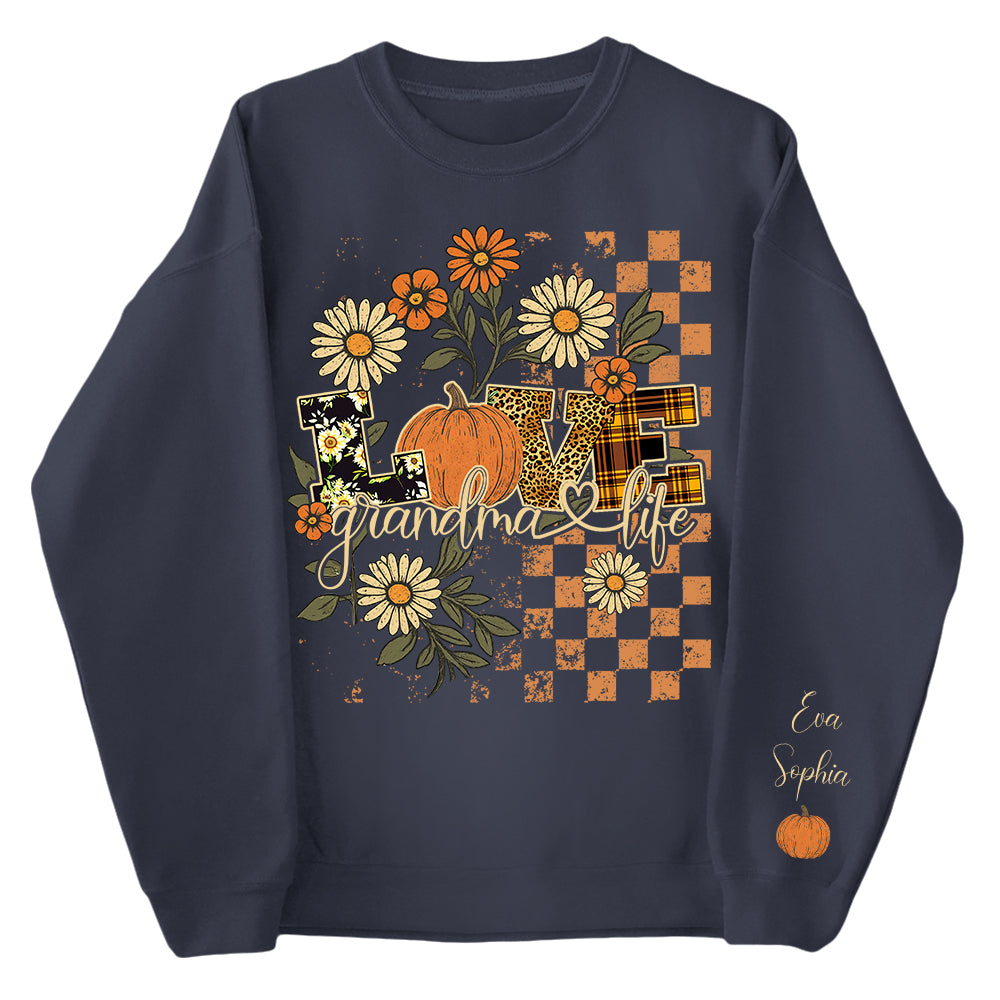 Personalized Love Grandma Life Fall Season Pumpkin Sweatshirt Pt99