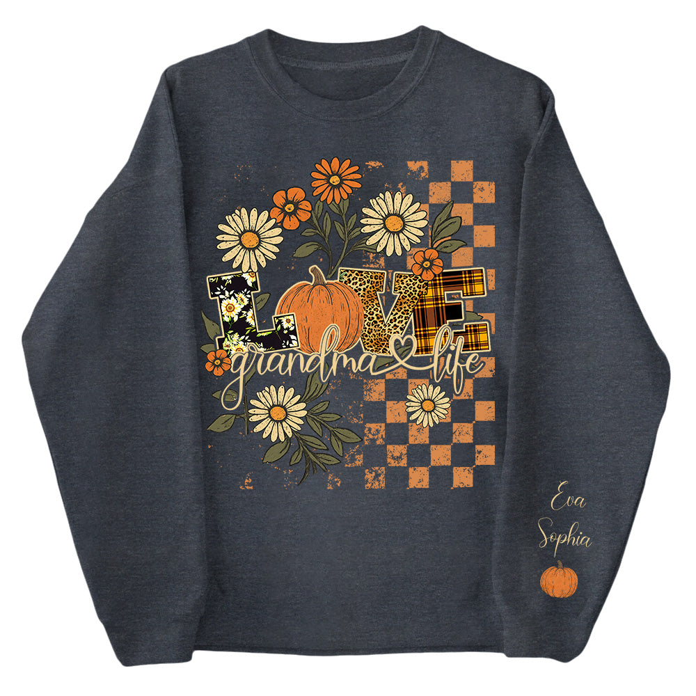 Personalized Love Grandma Life Fall Season Pumpkin Sweatshirt Pt99
