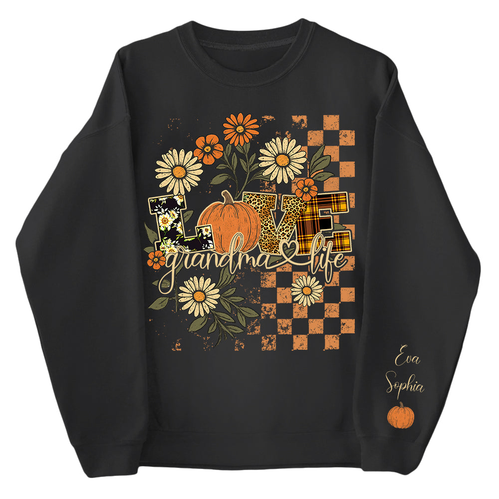 Personalized Love Grandma Life Fall Season Pumpkin Sweatshirt Pt99