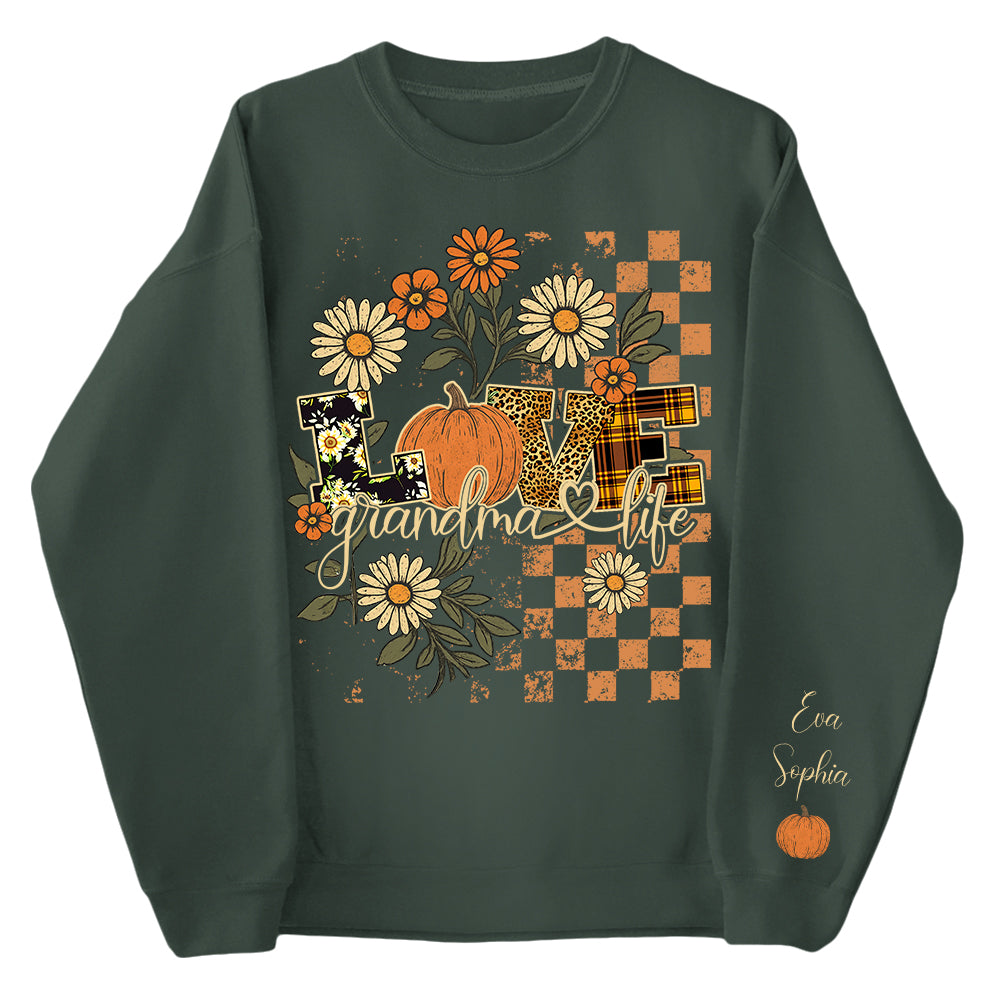 Personalized Love Grandma Life Fall Season Pumpkin Sweatshirt Pt99