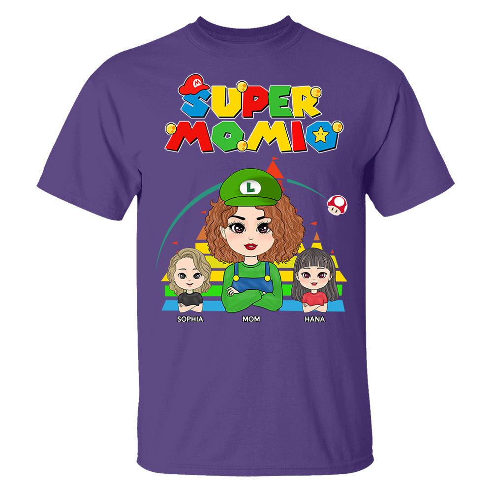 Super Mommio - Personalized Funny Shirt For Mom Grandma Aunt Custom Nickname and Kids Vr2 Pt99