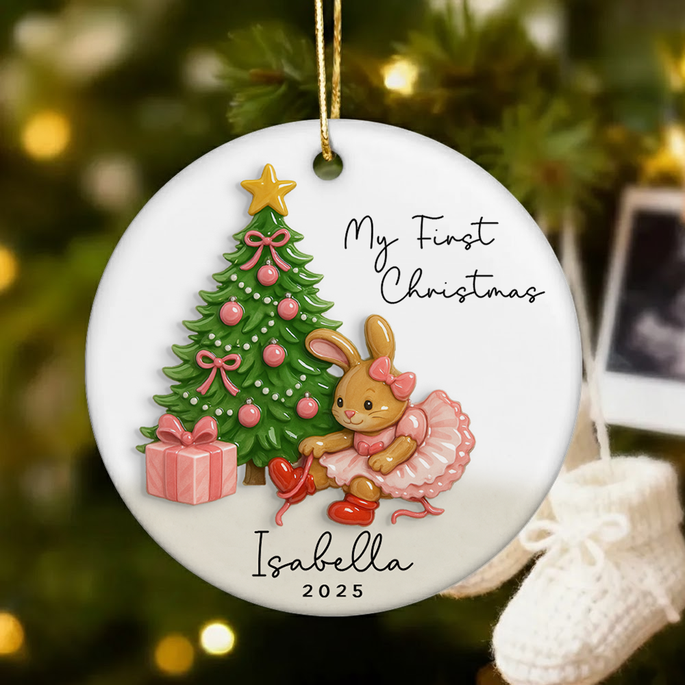 Bunny Ornament Baby's First Christmas Ornament Personalized First Christmas Baby Girl Ornament Custom Baby Girl Name Christmas Ornament Gift