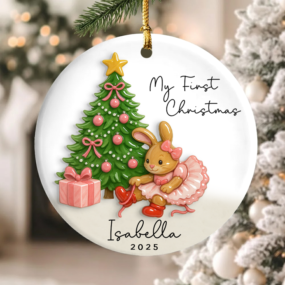Bunny Ornament Baby's First Christmas Ornament Personalized First Christmas Baby Girl Ornament Custom Baby Girl Name Christmas Ornament Gift
