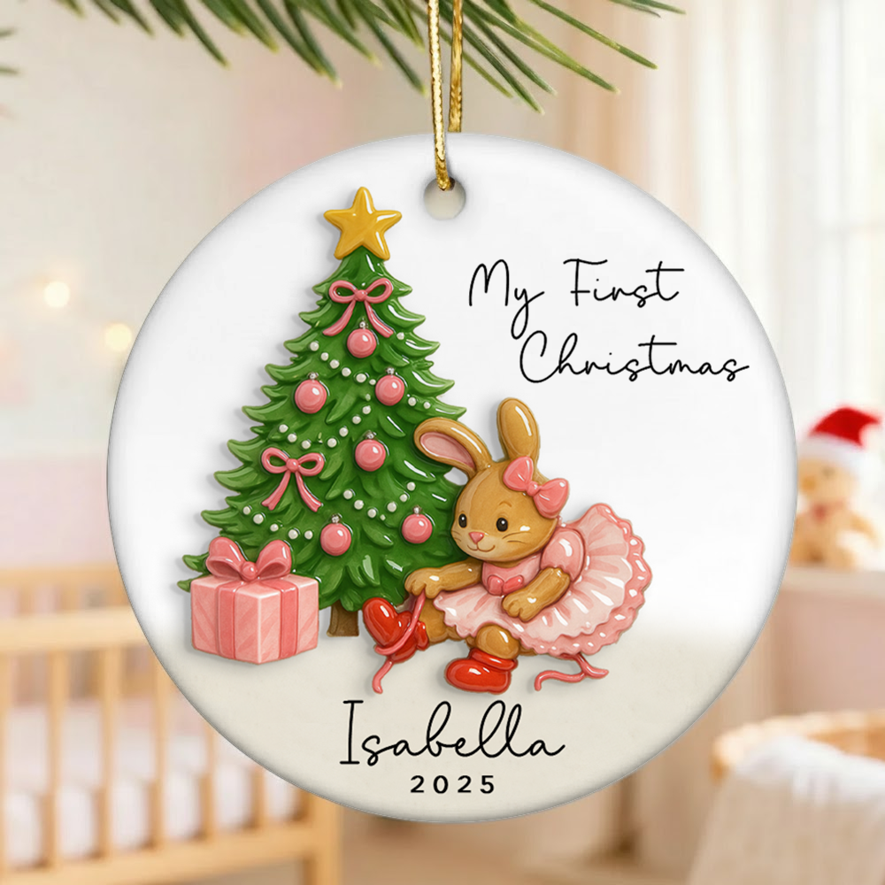 Bunny Ornament Baby's First Christmas Ornament Personalized First Christmas Baby Girl Ornament Custom Baby Girl Name Christmas Ornament Gift