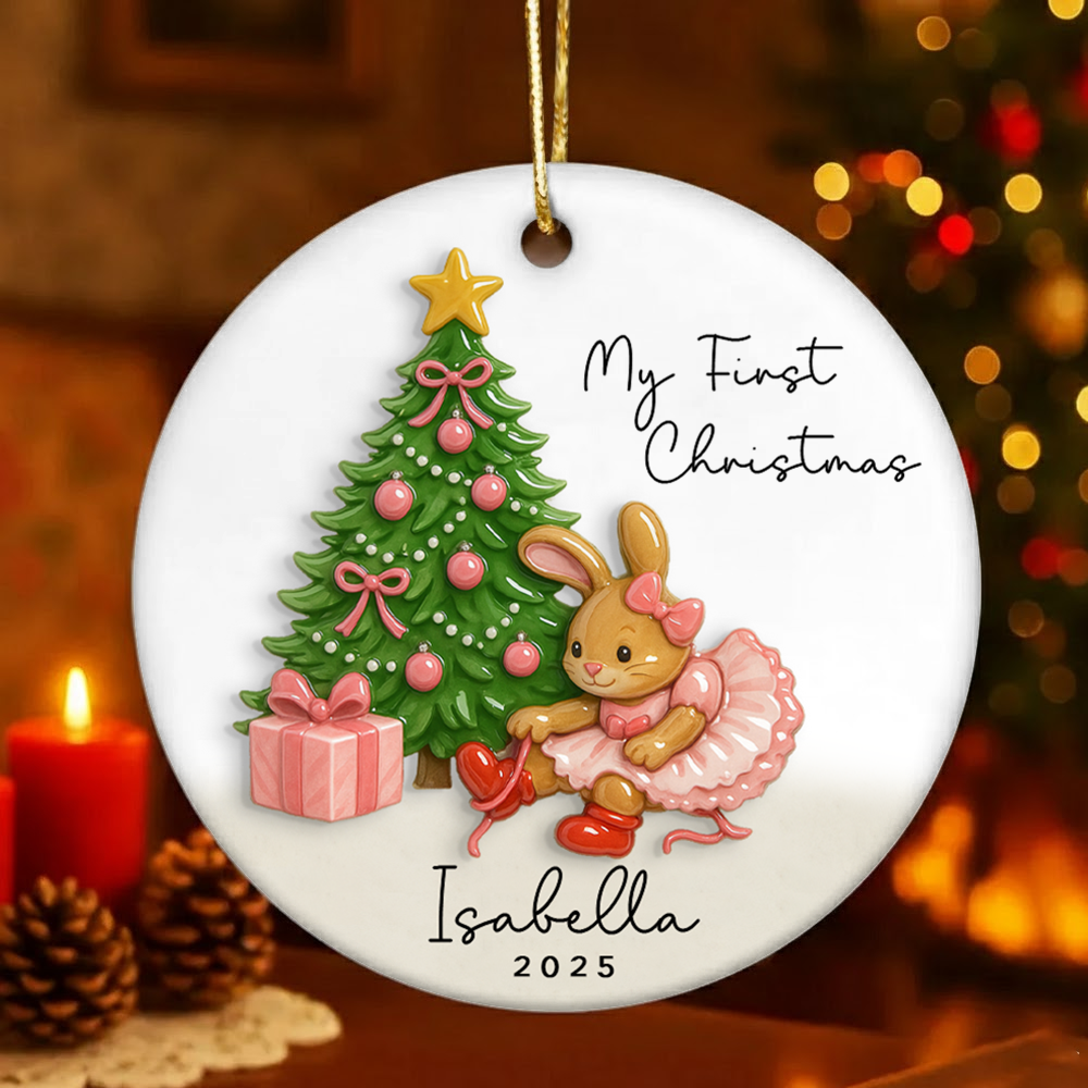 Bunny Ornament Baby's First Christmas Ornament Personalized First Christmas Baby Girl Ornament Custom Baby Girl Name Christmas Ornament Gift