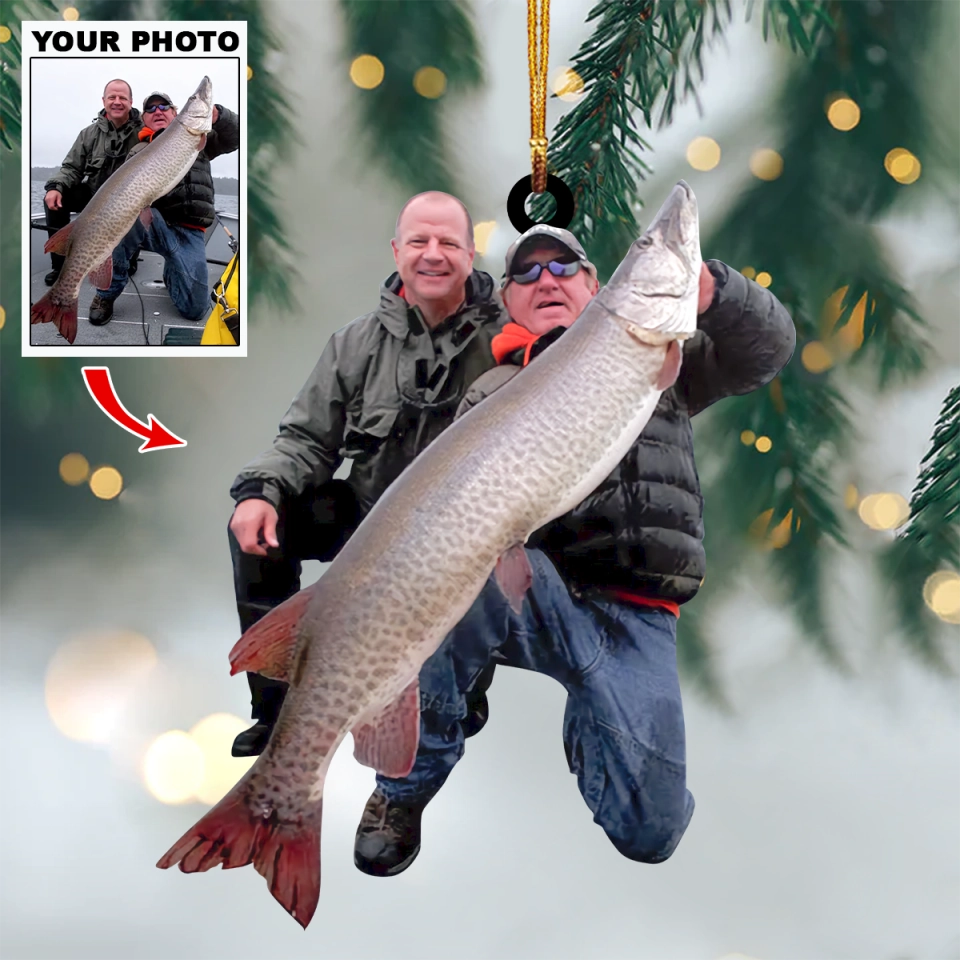 Custom Photo Ornament Gift For Fishing Lovers - Custom Upload Photo Fisherman - Fish Ornaments Christmas
