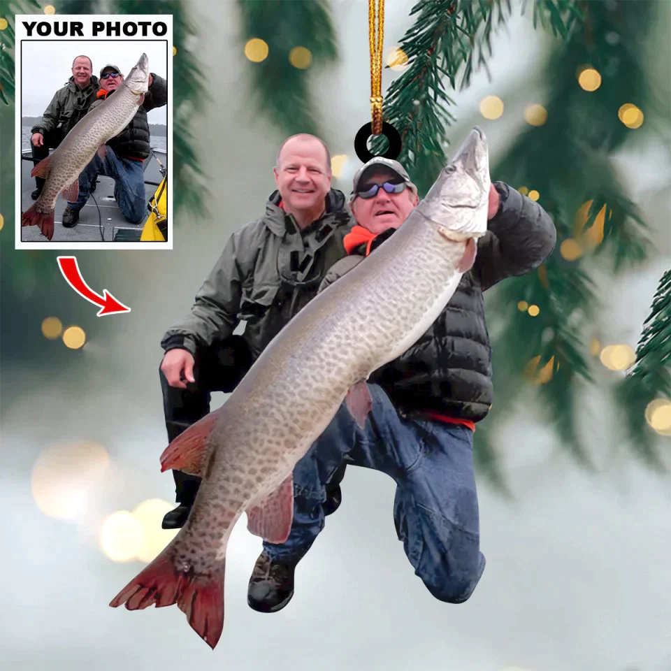 Personalized Upload Photo Ornament Gift For Fishing Lovers - Custom Upload Photo Fisherman
