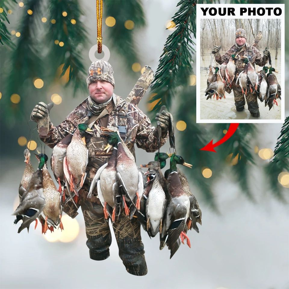 Personalized Photo Duck Hunting Christmas Ornaments Gift For Hunting Lovers - Custom Photo Hunting Christmas Ornaments Gift For Hunter