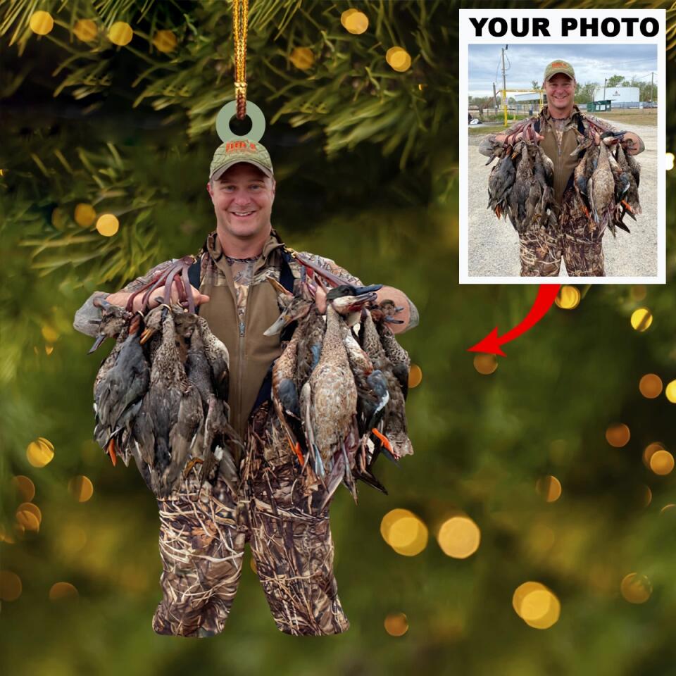 Personalized Photo Duck Hunting Christmas Ornaments Gift For Hunting Lovers - Custom Photo Hunting Christmas Ornaments Gift For Hunter